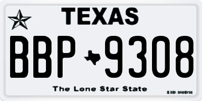 TX license plate BBP9308