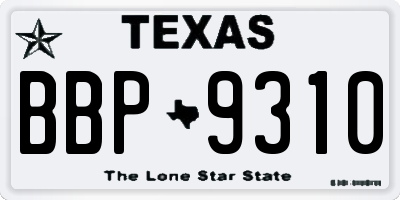 TX license plate BBP9310