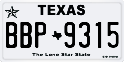 TX license plate BBP9315