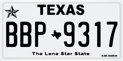 TX license plate BBP9317