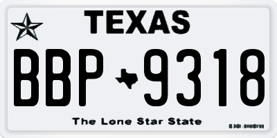 TX license plate BBP9318