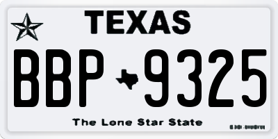 TX license plate BBP9325
