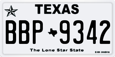 TX license plate BBP9342