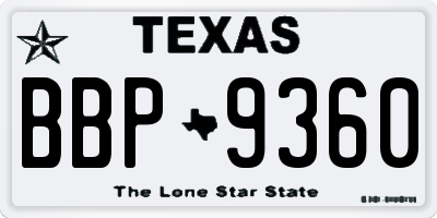 TX license plate BBP9360