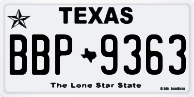 TX license plate BBP9363