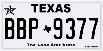 TX license plate BBP9377