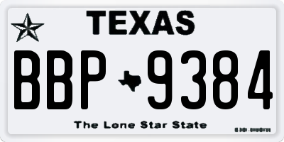 TX license plate BBP9384