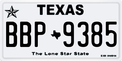 TX license plate BBP9385
