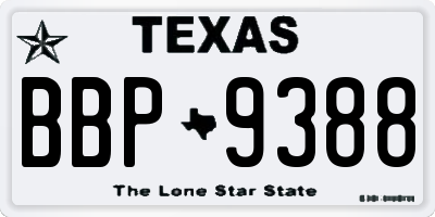 TX license plate BBP9388