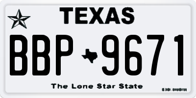 TX license plate BBP9671