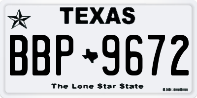 TX license plate BBP9672