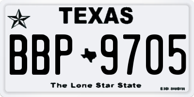 TX license plate BBP9705