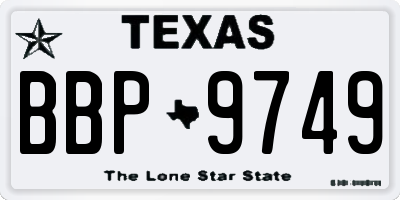 TX license plate BBP9749