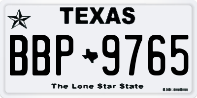 TX license plate BBP9765