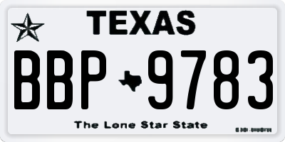 TX license plate BBP9783
