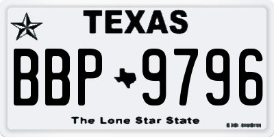 TX license plate BBP9796