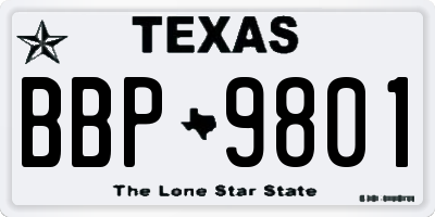 TX license plate BBP9801