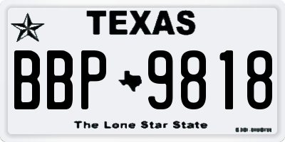 TX license plate BBP9818