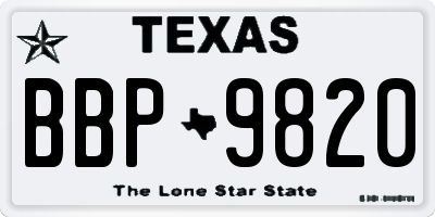 TX license plate BBP9820