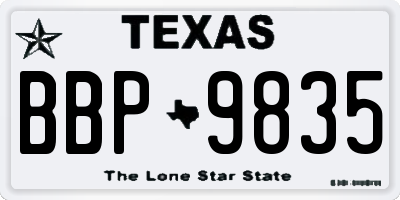 TX license plate BBP9835