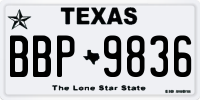 TX license plate BBP9836