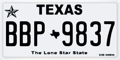 TX license plate BBP9837