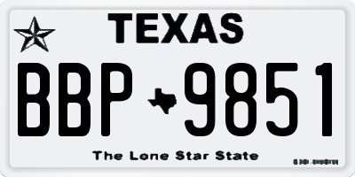 TX license plate BBP9851