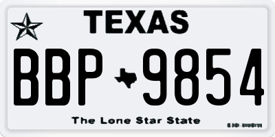 TX license plate BBP9854