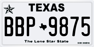 TX license plate BBP9875