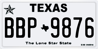 TX license plate BBP9876