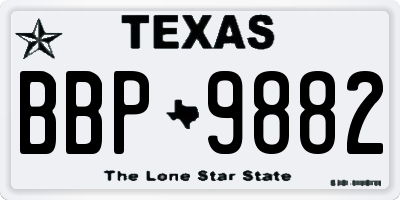 TX license plate BBP9882