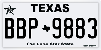 TX license plate BBP9883