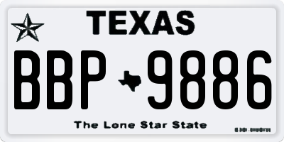 TX license plate BBP9886