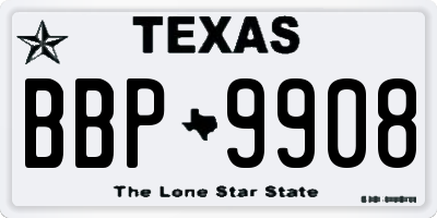 TX license plate BBP9908