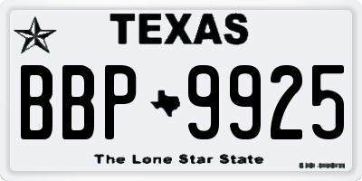 TX license plate BBP9925