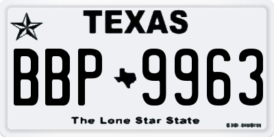 TX license plate BBP9963