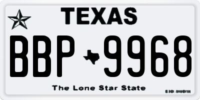 TX license plate BBP9968