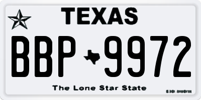TX license plate BBP9972