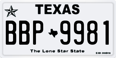 TX license plate BBP9981
