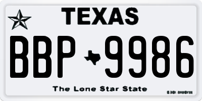 TX license plate BBP9986