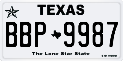 TX license plate BBP9987
