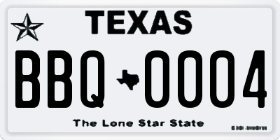 TX license plate BBQ0004