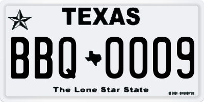 TX license plate BBQ0009