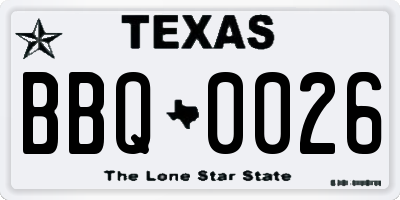 TX license plate BBQ0026