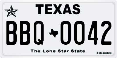 TX license plate BBQ0042