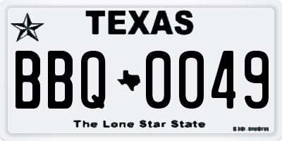TX license plate BBQ0049