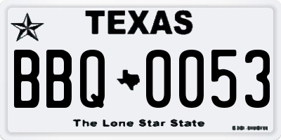 TX license plate BBQ0053