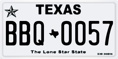 TX license plate BBQ0057