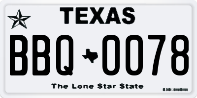 TX license plate BBQ0078