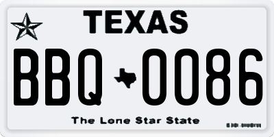 TX license plate BBQ0086